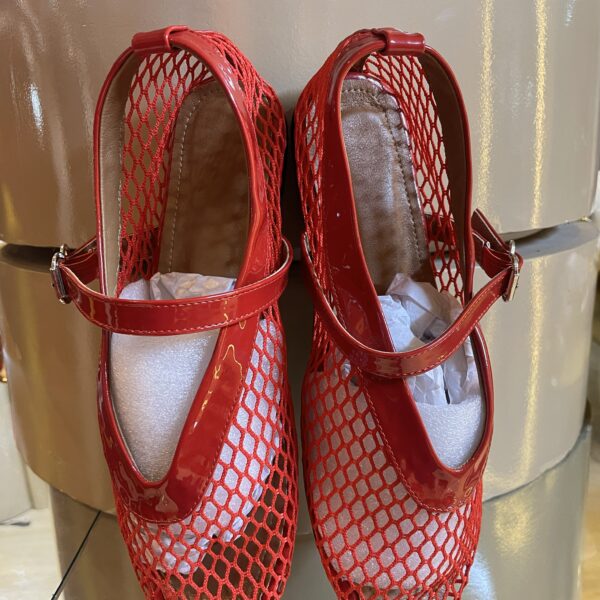 Rouge Netted Patent Leather Mary Janes